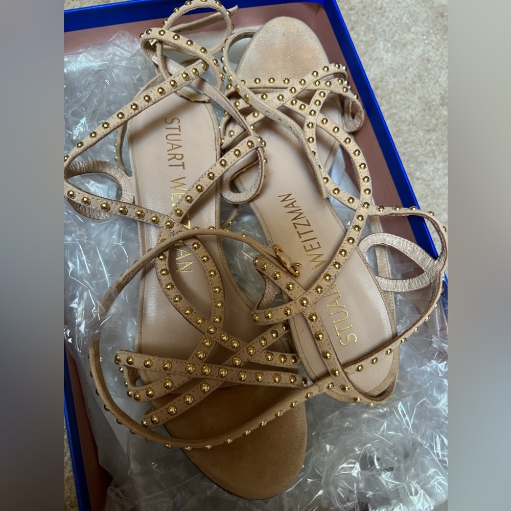 Stuart Weizman heels in Tan beads … very comfortable and 3.5 inch heels